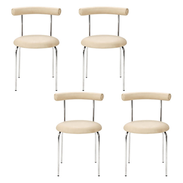 PU Leather Side Chair Modern Style Open Back Stackable Dining Side Chair White 4 Piece Set Clearhalo 'Dining Chairs' 'Dining Tables & Seating' 'dining_chair' 'furn' 'furn_dining_chair' 'Furniture' 'furniture_dining_chair' 'Kitchen & Dining Furniture' 4962864