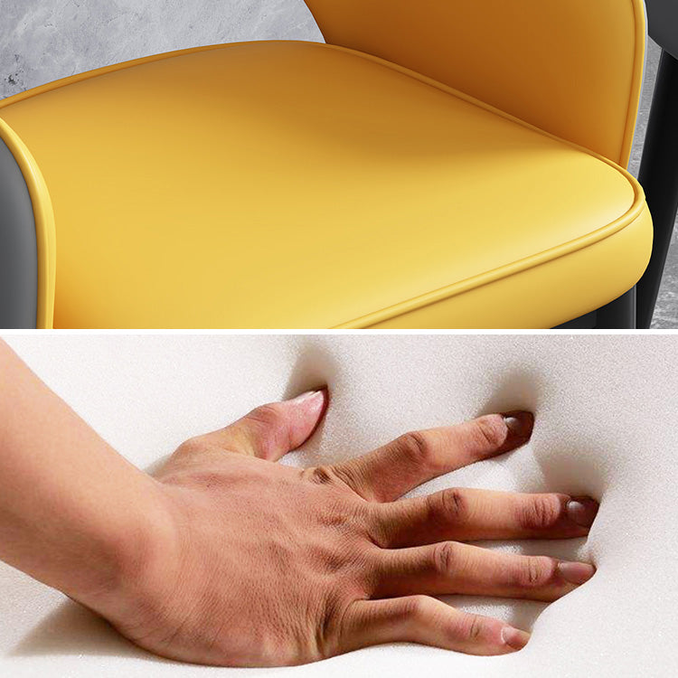 Glam Open Back Dining Arm Chair Leather Dining Chair for Kitchen Clearhalo 'Dining Chairs' 'Dining Tables & Seating' 'dining_chair' 'furn' 'furn_dining_chair' 'Furniture' 'furniture_dining_chair' 'Kitchen & Dining Furniture' 4962886