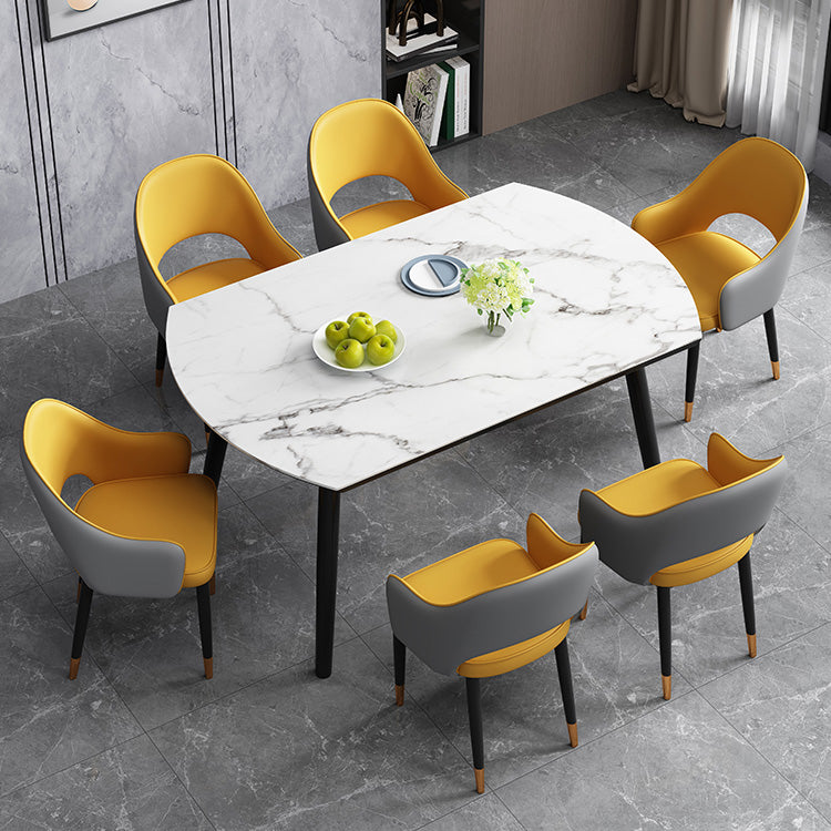 Glam Open Back Dining Arm Chair Leather Dining Chair for Kitchen Clearhalo 'Dining Chairs' 'Dining Tables & Seating' 'dining_chair' 'furn' 'furn_dining_chair' 'Furniture' 'furniture_dining_chair' 'Kitchen & Dining Furniture' 4962889