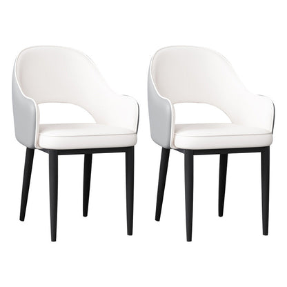 Glam Open Back Dining Arm Chair Leather Dining Chair for Kitchen Gray-White 2 Piece Set Clearhalo 'Dining Chairs' 'Dining Tables & Seating' 'dining_chair' 'furn' 'furn_dining_chair' 'Furniture' 'furniture_dining_chair' 'Kitchen & Dining Furniture' 4962891