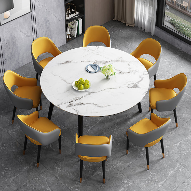 Glam Open Back Dining Arm Chair Leather Dining Chair for Kitchen Clearhalo 'Dining Chairs' 'Dining Tables & Seating' 'dining_chair' 'furn' 'furn_dining_chair' 'Furniture' 'furniture_dining_chair' 'Kitchen & Dining Furniture' 4962892