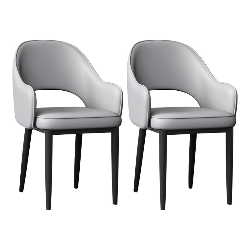 Glam Open Back Dining Arm Chair Leather Dining Chair for Kitchen Grey 2 Piece Set Clearhalo 'Dining Chairs' 'Dining Tables & Seating' 'dining_chair' 'furn' 'furn_dining_chair' 'Furniture' 'furniture_dining_chair' 'Kitchen & Dining Furniture' 4962895