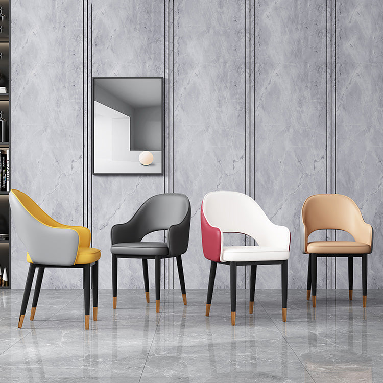 Glam Open Back Dining Arm Chair Leather Dining Chair for Kitchen Clearhalo 'Dining Chairs' 'Dining Tables & Seating' 'dining_chair' 'furn' 'furn_dining_chair' 'Furniture' 'furniture_dining_chair' 'Kitchen & Dining Furniture' 4962897