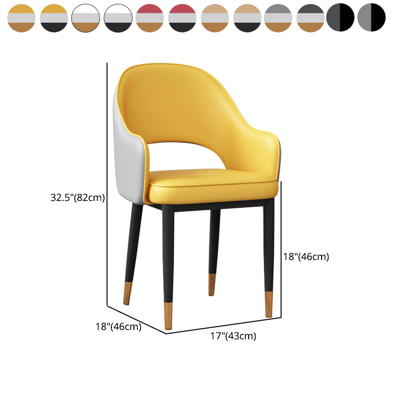 Glam Open Back Dining Arm Chair Leather Dining Chair for Kitchen Clearhalo 'Dining Chairs' 'Dining Tables & Seating' 'dining_chair' 'furn' 'furn_dining_chair' 'Furniture' 'furniture_dining_chair' 'Kitchen & Dining Furniture' 4962898