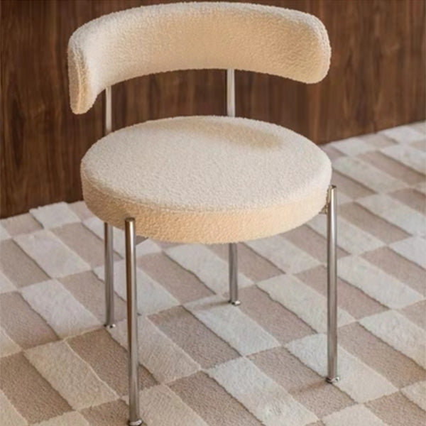 Modern Style Upholstered Side Chair Open Back Dining Chair for Dining Room White-Silver 1 Piece Clearhalo 'Dining Chairs' 'Dining Tables & Seating' 'dining_chair' 'furn' 'furn_dining_chair' 'Furniture' 'furniture_dining_chair' 'Kitchen & Dining Furniture' 4962905