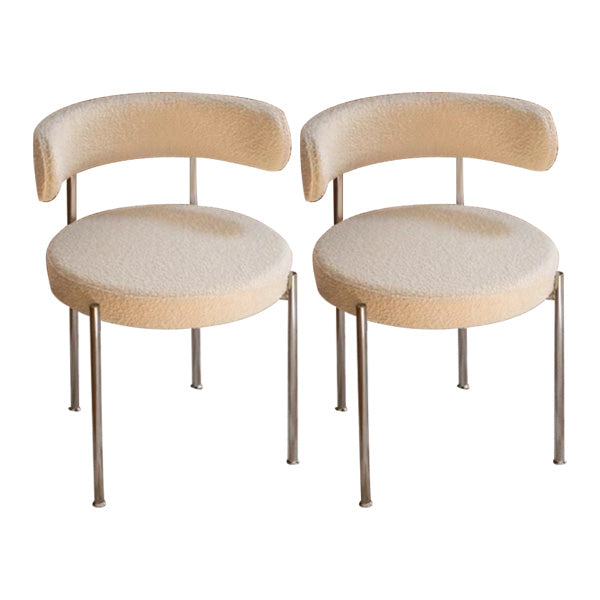 Modern Style Upholstered Side Chair Open Back Dining Chair for Dining Room White-Silver 2 Piece Set Clearhalo 'Dining Chairs' 'Dining Tables & Seating' 'dining_chair' 'furn' 'furn_dining_chair' 'Furniture' 'furniture_dining_chair' 'Kitchen & Dining Furniture' 4962908