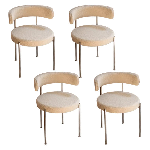 Modern Style Upholstered Side Chair Open Back Dining Chair for Dining Room White-Silver 4 Piece Set Clearhalo 'Dining Chairs' 'Dining Tables & Seating' 'dining_chair' 'furn' 'furn_dining_chair' 'Furniture' 'furniture_dining_chair' 'Kitchen & Dining Furniture' 4962910