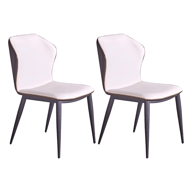 Modern Dining Chairs Faux Leather Side Chairs without Armrest for Dining Room Grey 2 Piece Set Clearhalo 'Dining Chairs' 'Dining Tables & Seating' 'dining_chair' 'furn' 'furn_dining_chair' 'Furniture' 'furniture_dining_chair' 'Kitchen & Dining Furniture' 4962926
