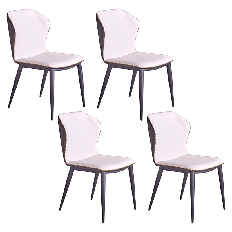Modern Dining Chairs Faux Leather Side Chairs without Armrest for Dining Room Grey 4 Piece Set Clearhalo 'Dining Chairs' 'Dining Tables & Seating' 'dining_chair' 'furn' 'furn_dining_chair' 'Furniture' 'furniture_dining_chair' 'Kitchen & Dining Furniture' 4962927