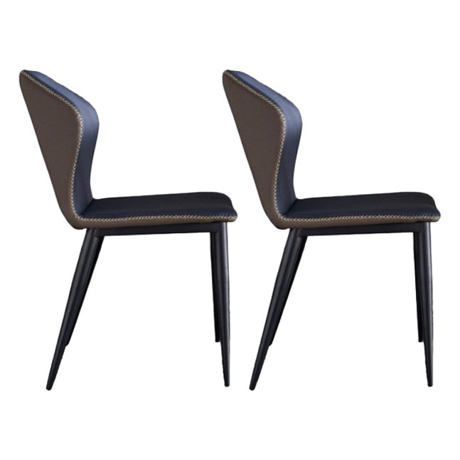 Modern Dining Chairs Faux Leather Side Chairs without Armrest for Dining Room Blue 2 Piece Set Clearhalo 'Dining Chairs' 'Dining Tables & Seating' 'dining_chair' 'furn' 'furn_dining_chair' 'Furniture' 'furniture_dining_chair' 'Kitchen & Dining Furniture' 4962933