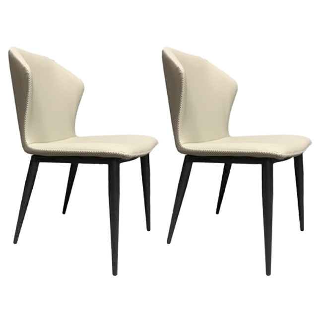 Modern Dining Chairs Faux Leather Side Chairs without Armrest for Dining Room White 2 Piece Set Clearhalo 'Dining Chairs' 'Dining Tables & Seating' 'dining_chair' 'furn' 'furn_dining_chair' 'Furniture' 'furniture_dining_chair' 'Kitchen & Dining Furniture' 4962937