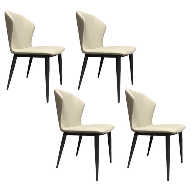 Modern Dining Chairs Faux Leather Side Chairs without Armrest for Dining Room White 4 Piece Set Clearhalo 'Dining Chairs' 'Dining Tables & Seating' 'dining_chair' 'furn' 'furn_dining_chair' 'Furniture' 'furniture_dining_chair' 'Kitchen & Dining Furniture' 4962939
