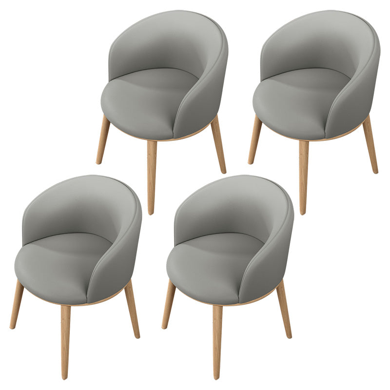 Glam Style Parsons Arm Chair Indoor Dining Chair with Metal Base Faux Leather Light Grey 4 Piece Set Clearhalo 'Dining Chairs' 'Dining Tables & Seating' 'dining_chair' 'furn' 'furn_dining_chair' 'Furniture' 'furniture_dining_chair' 'Kitchen & Dining Furniture' 4962967