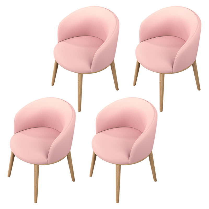 Glam Style Parsons Arm Chair Indoor Dining Chair with Metal Base Faux Leather Pink 4 Piece Set Clearhalo 'Dining Chairs' 'Dining Tables & Seating' 'dining_chair' 'furn' 'furn_dining_chair' 'Furniture' 'furniture_dining_chair' 'Kitchen & Dining Furniture' 4962987