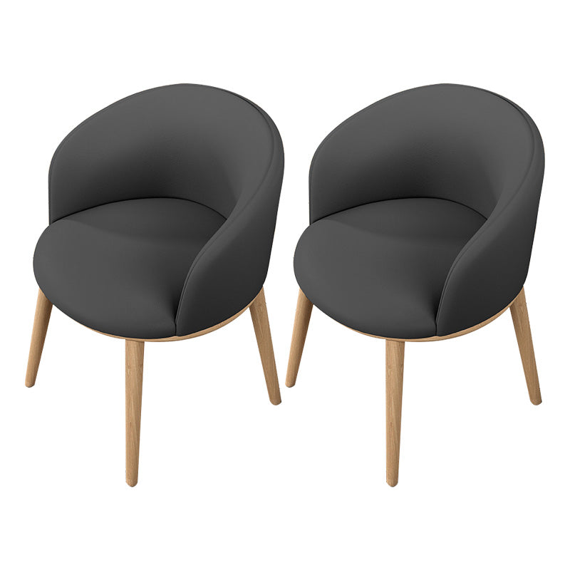 Glam Style Parsons Arm Chair Indoor Dining Chair with Metal Base Faux Leather Dark Gray 2 Piece Set Clearhalo 'Dining Chairs' 'Dining Tables & Seating' 'dining_chair' 'furn' 'furn_dining_chair' 'Furniture' 'furniture_dining_chair' 'Kitchen & Dining Furniture' 4962992