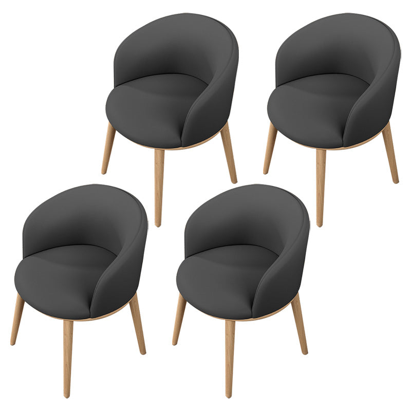 Glam Style Parsons Arm Chair Indoor Dining Chair with Metal Base Faux Leather Dark Gray 4 Piece Set Clearhalo 'Dining Chairs' 'Dining Tables & Seating' 'dining_chair' 'furn' 'furn_dining_chair' 'Furniture' 'furniture_dining_chair' 'Kitchen & Dining Furniture' 4962993