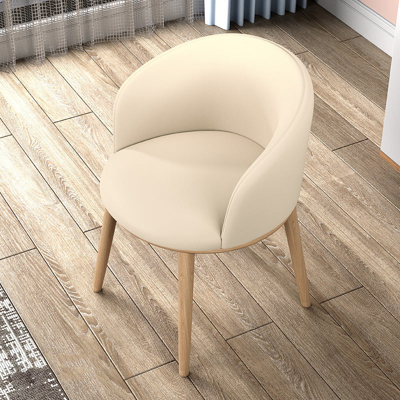 Glam Style Parsons Arm Chair Indoor Dining Chair with Metal Base Faux Leather Beige 1 Piece Clearhalo 'Dining Chairs' 'Dining Tables & Seating' 'dining_chair' 'furn' 'furn_dining_chair' 'Furniture' 'furniture_dining_chair' 'Kitchen & Dining Furniture' 4962994