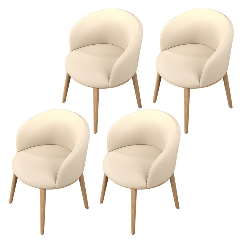 Glam Style Parsons Arm Chair Indoor Dining Chair with Metal Base Faux Leather Beige 4 Piece Set Clearhalo 'Dining Chairs' 'Dining Tables & Seating' 'dining_chair' 'furn' 'furn_dining_chair' 'Furniture' 'furniture_dining_chair' 'Kitchen & Dining Furniture' 4962996