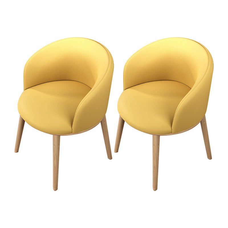 Glam Style Parsons Arm Chair Indoor Dining Chair with Metal Base Faux Leather Light Yellow 2 Piece Set Clearhalo 'Dining Chairs' 'Dining Tables & Seating' 'dining_chair' 'furn' 'furn_dining_chair' 'Furniture' 'furniture_dining_chair' 'Kitchen & Dining Furniture' 4962998