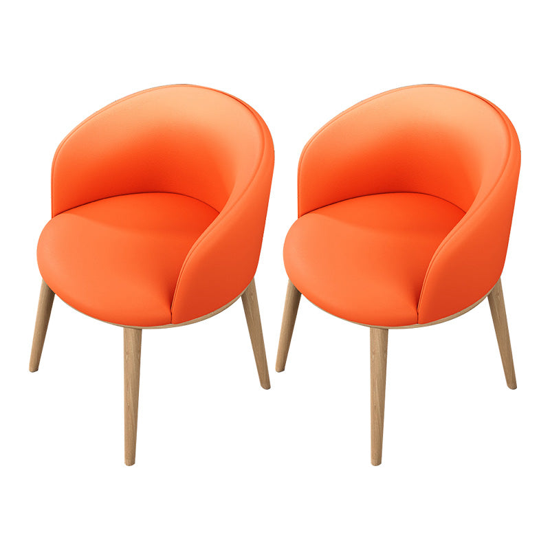 Glam Style Parsons Arm Chair Indoor Dining Chair with Metal Base Faux Leather Orange 2 Piece Set Clearhalo 'Dining Chairs' 'Dining Tables & Seating' 'dining_chair' 'furn' 'furn_dining_chair' 'Furniture' 'furniture_dining_chair' 'Kitchen & Dining Furniture' 4963007
