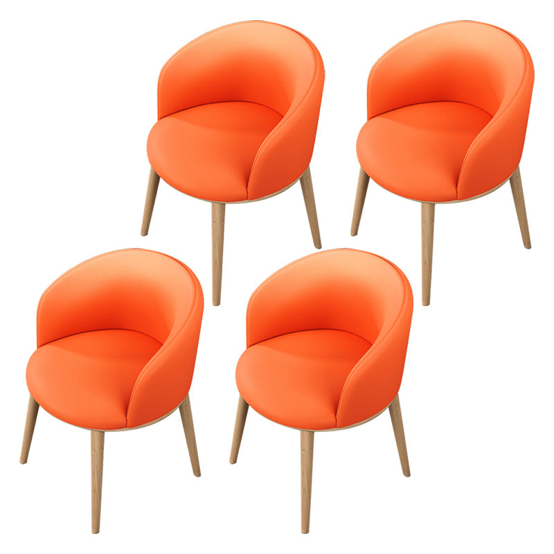 Glam Style Parsons Arm Chair Indoor Dining Chair with Metal Base Faux Leather Orange 4 Piece Set Clearhalo 'Dining Chairs' 'Dining Tables & Seating' 'dining_chair' 'furn' 'furn_dining_chair' 'Furniture' 'furniture_dining_chair' 'Kitchen & Dining Furniture' 4963008