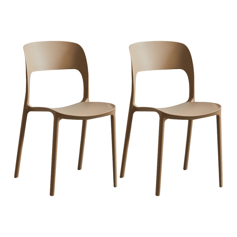 Plastic Contemporary Kitchen Chair Open Back Dining Room Side Chair Camel Set of 2 Clearhalo 'Dining Chairs' 'Dining Tables & Seating' 'dining_chair' 'Furniture' 'furniture_dining_chair' 'Kitchen & Dining Furniture' 4963017