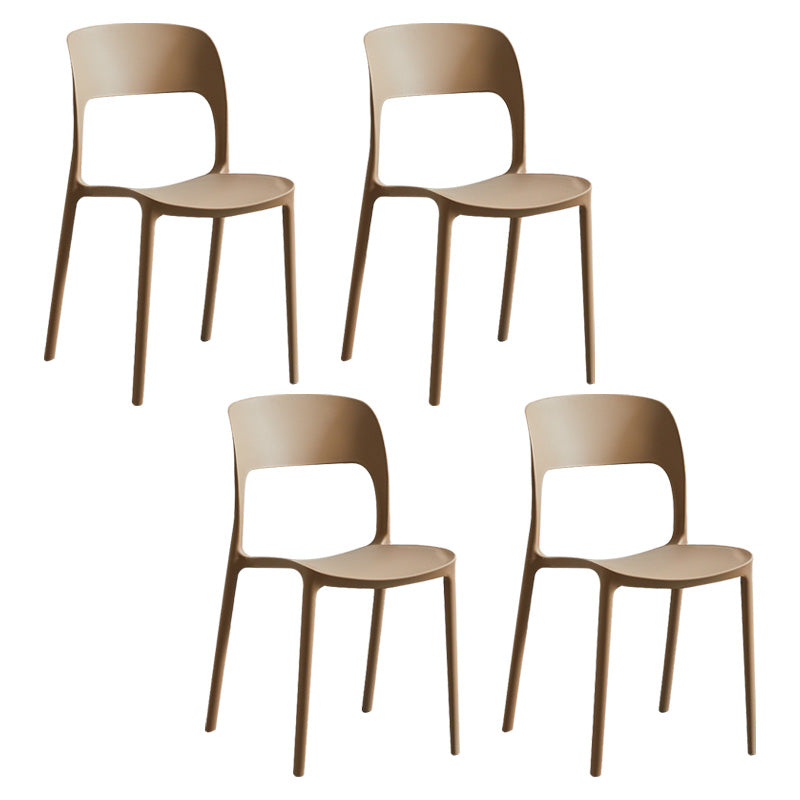 Plastic Contemporary Kitchen Chair Open Back Dining Room Side Chair Camel Set of 4 Clearhalo 'Dining Chairs' 'Dining Tables & Seating' 'dining_chair' 'Furniture' 'furniture_dining_chair' 'Kitchen & Dining Furniture' 4963019