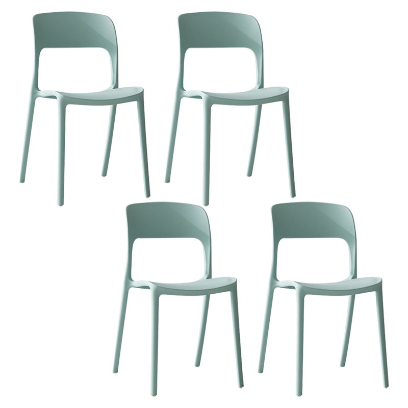Plastic Contemporary Kitchen Chair Open Back Dining Room Side Chair Blue Set of 4 Clearhalo 'Dining Chairs' 'Dining Tables & Seating' 'dining_chair' 'Furniture' 'furniture_dining_chair' 'Kitchen & Dining Furniture' 4963025