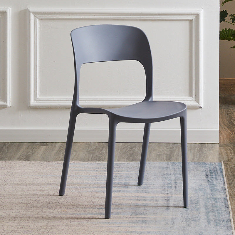 Plastic Contemporary Kitchen Chair Open Back Dining Room Side Chair Grey 1 Piece Clearhalo 'Dining Chairs' 'Dining Tables & Seating' 'dining_chair' 'Furniture' 'furniture_dining_chair' 'Kitchen & Dining Furniture' 4963028