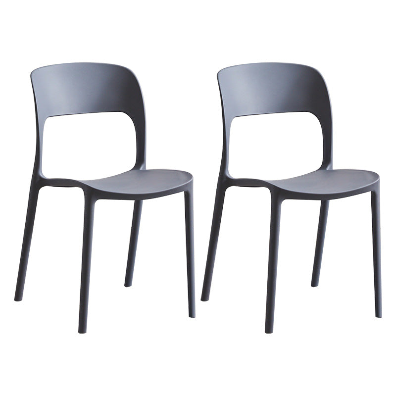 Plastic Contemporary Kitchen Chair Open Back Dining Room Side Chair Grey Set of 2 Clearhalo 'Dining Chairs' 'Dining Tables & Seating' 'dining_chair' 'Furniture' 'furniture_dining_chair' 'Kitchen & Dining Furniture' 4963030