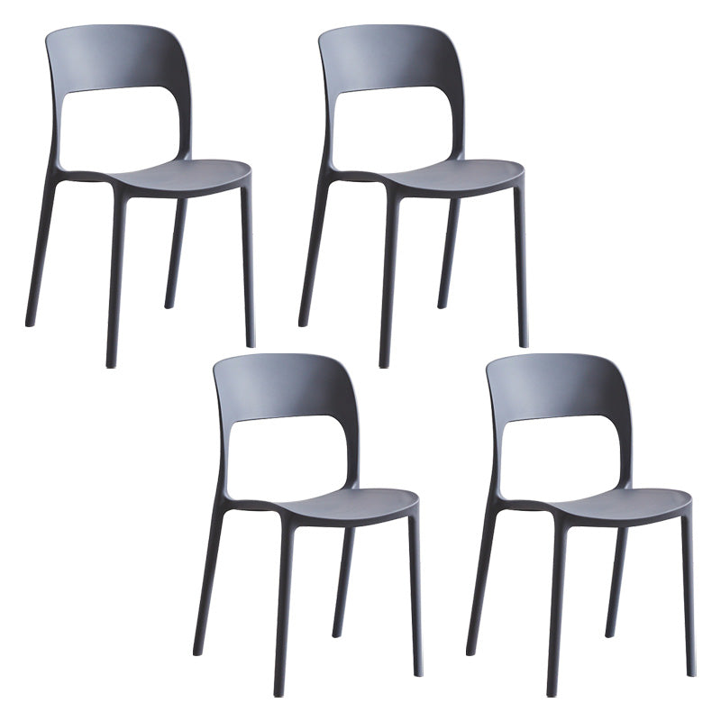Plastic Contemporary Kitchen Chair Open Back Dining Room Side Chair Grey Set of 4 Clearhalo 'Dining Chairs' 'Dining Tables & Seating' 'dining_chair' 'Furniture' 'furniture_dining_chair' 'Kitchen & Dining Furniture' 4963032