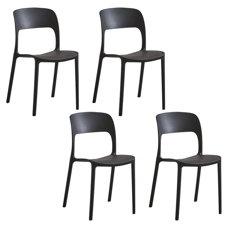 Plastic Contemporary Kitchen Chair Open Back Dining Room Side Chair Black Set of 4 Clearhalo 'Dining Chairs' 'Dining Tables & Seating' 'dining_chair' 'Furniture' 'furniture_dining_chair' 'Kitchen & Dining Furniture' 4963038