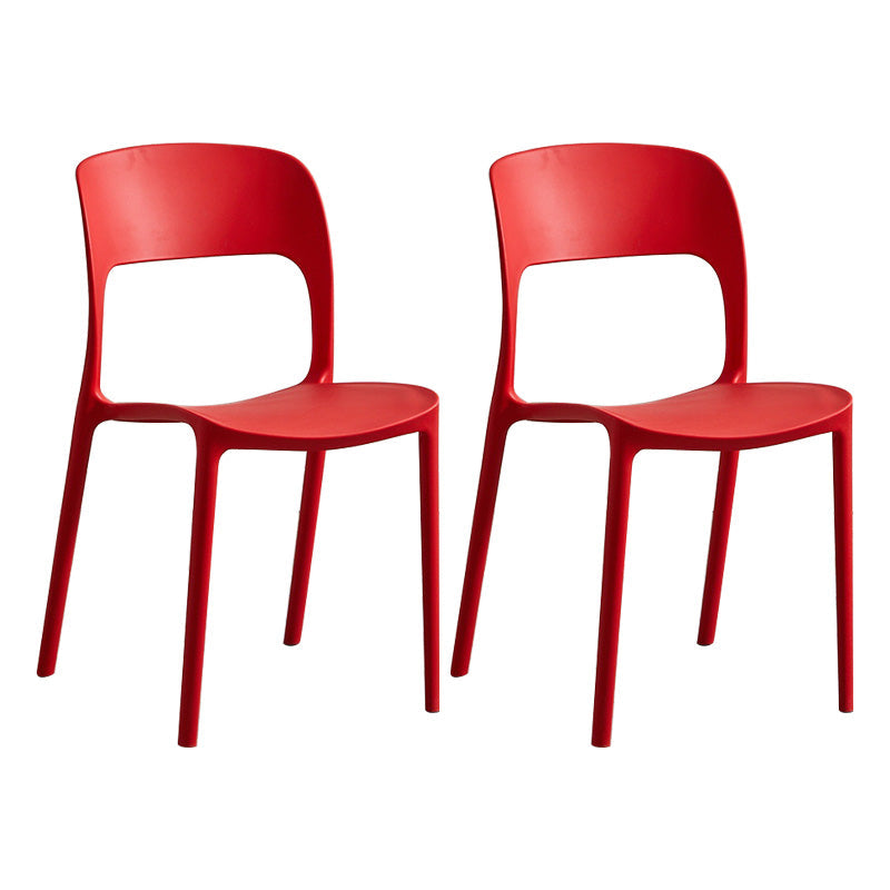 Plastic Contemporary Kitchen Chair Open Back Dining Room Side Chair Red Set of 2 Clearhalo 'Dining Chairs' 'Dining Tables & Seating' 'dining_chair' 'Furniture' 'furniture_dining_chair' 'Kitchen & Dining Furniture' 4963042