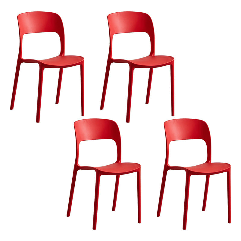 Plastic Contemporary Kitchen Chair Open Back Dining Room Side Chair Red Set of 4 Clearhalo 'Dining Chairs' 'Dining Tables & Seating' 'dining_chair' 'Furniture' 'furniture_dining_chair' 'Kitchen & Dining Furniture' 4963043