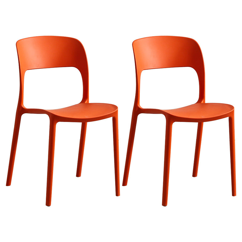 Plastic Contemporary Kitchen Chair Open Back Dining Room Side Chair Orange Set of 2 Clearhalo 'Dining Chairs' 'Dining Tables & Seating' 'dining_chair' 'Furniture' 'furniture_dining_chair' 'Kitchen & Dining Furniture' 4963045