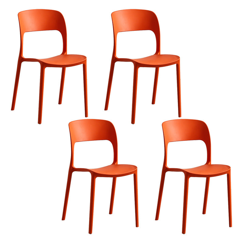 Plastic Contemporary Kitchen Chair Open Back Dining Room Side Chair Orange Set of 4 Clearhalo 'Dining Chairs' 'Dining Tables & Seating' 'dining_chair' 'Furniture' 'furniture_dining_chair' 'Kitchen & Dining Furniture' 4963046