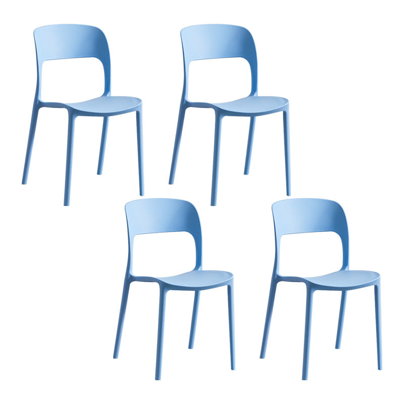 Plastic Contemporary Kitchen Chair Open Back Dining Room Side Chair Light Blue Set of 4 Clearhalo 'Dining Chairs' 'Dining Tables & Seating' 'dining_chair' 'Furniture' 'furniture_dining_chair' 'Kitchen & Dining Furniture' 4963049