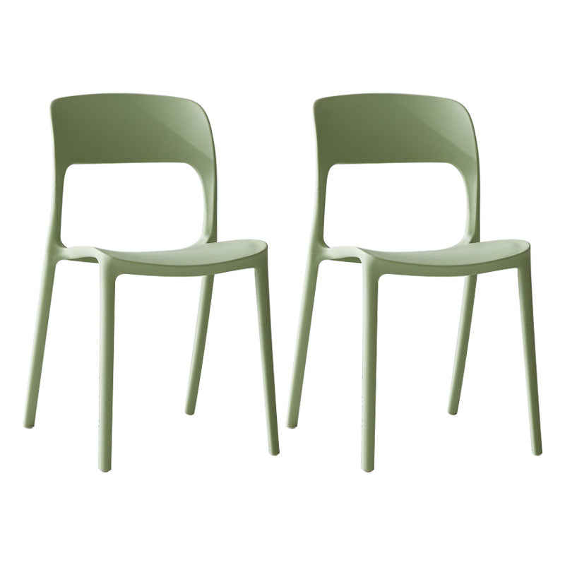 Plastic Contemporary Kitchen Chair Open Back Dining Room Side Chair Lemon Green Set of 2 Clearhalo 'Dining Chairs' 'Dining Tables & Seating' 'dining_chair' 'Furniture' 'furniture_dining_chair' 'Kitchen & Dining Furniture' 4963057