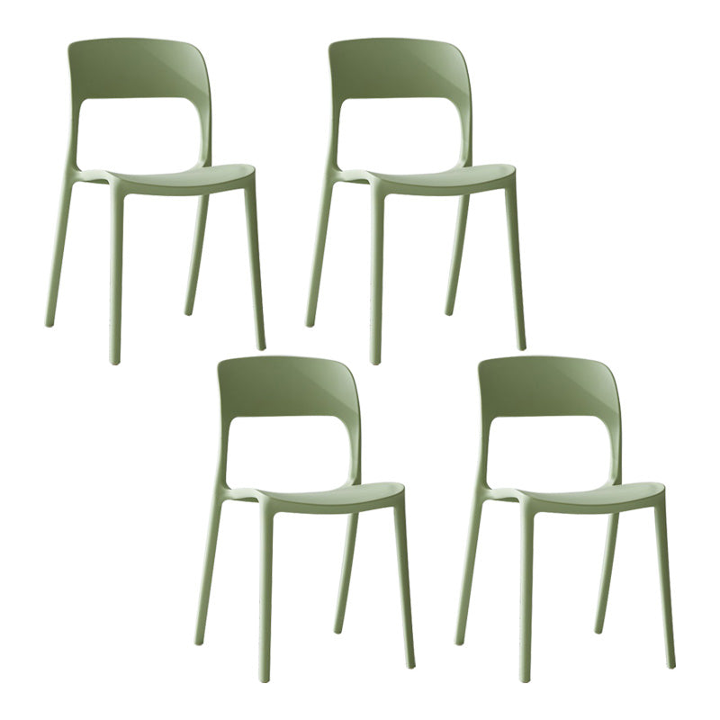 Plastic Contemporary Kitchen Chair Open Back Dining Room Side Chair Lemon Green Set of 4 Clearhalo 'Dining Chairs' 'Dining Tables & Seating' 'dining_chair' 'Furniture' 'furniture_dining_chair' 'Kitchen & Dining Furniture' 4963058