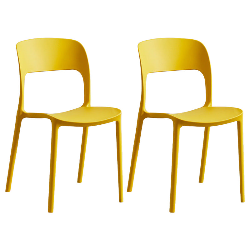 Plastic Contemporary Kitchen Chair Open Back Dining Room Side Chair Yellow Set of 2 Clearhalo 'Dining Chairs' 'Dining Tables & Seating' 'dining_chair' 'Furniture' 'furniture_dining_chair' 'Kitchen & Dining Furniture' 4963060