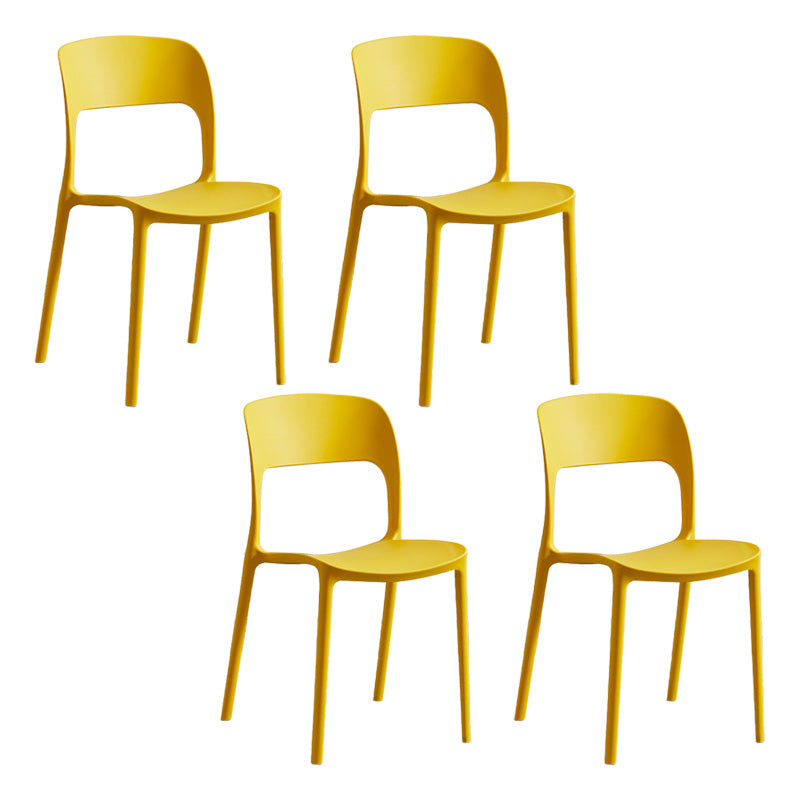 Plastic Contemporary Kitchen Chair Open Back Dining Room Side Chair Yellow Set of 4 Clearhalo 'Dining Chairs' 'Dining Tables & Seating' 'dining_chair' 'Furniture' 'furniture_dining_chair' 'Kitchen & Dining Furniture' 4963061