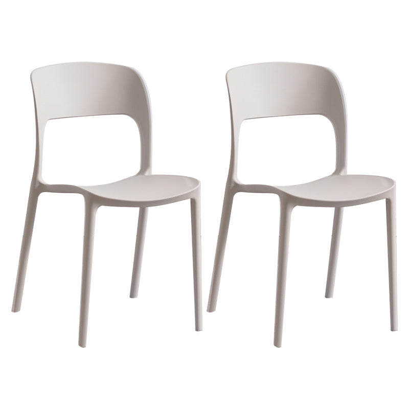 Plastic Contemporary Kitchen Chair Open Back Dining Room Side Chair White Set of 2 Clearhalo 'Dining Chairs' 'Dining Tables & Seating' 'dining_chair' 'Furniture' 'furniture_dining_chair' 'Kitchen & Dining Furniture' 4963063