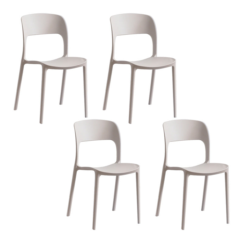 Plastic Contemporary Kitchen Chair Open Back Dining Room Side Chair White Set of 4 Clearhalo 'Dining Chairs' 'Dining Tables & Seating' 'dining_chair' 'Furniture' 'furniture_dining_chair' 'Kitchen & Dining Furniture' 4963064