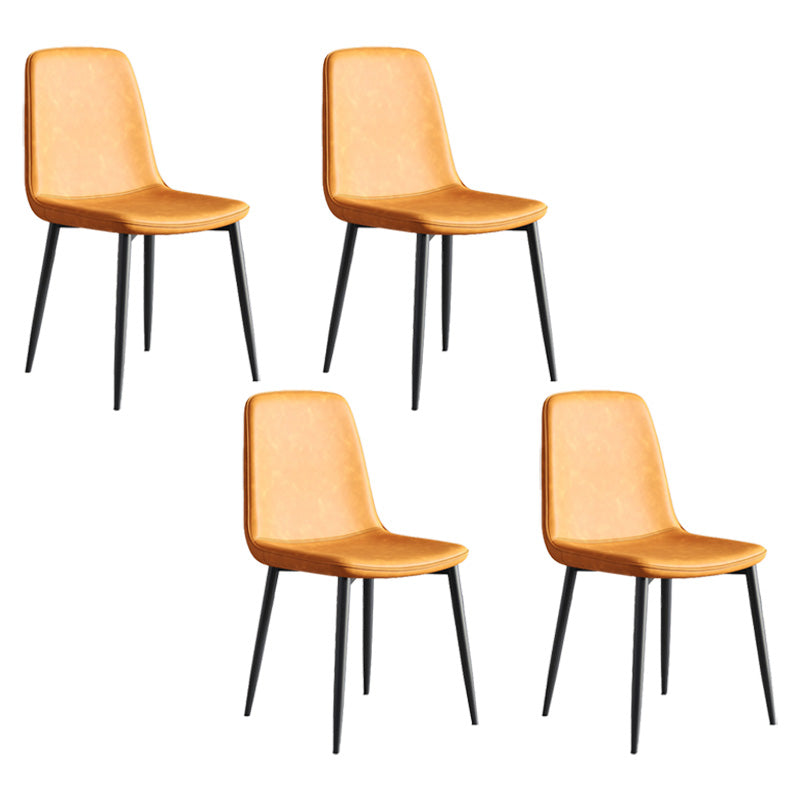 Metal Modern Contemporary Kitchen Chair Dining Room Side Parsons Chair Yellow Set of 4 Clearhalo 'Dining Chairs' 'Dining Tables & Seating' 'dining_chair' 'Furniture' 'furniture_dining_chair' 'Kitchen & Dining Furniture' 4963071