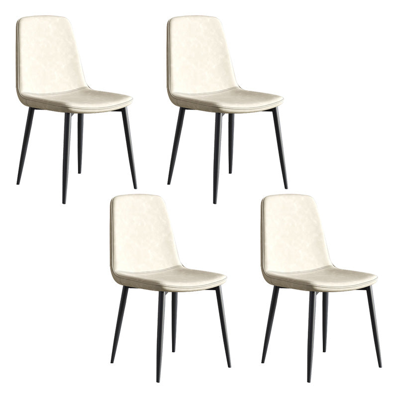 Metal Modern Contemporary Kitchen Chair Dining Room Side Parsons Chair Off-White Set of 4 Clearhalo 'Dining Chairs' 'Dining Tables & Seating' 'dining_chair' 'Furniture' 'furniture_dining_chair' 'Kitchen & Dining Furniture' 4963088