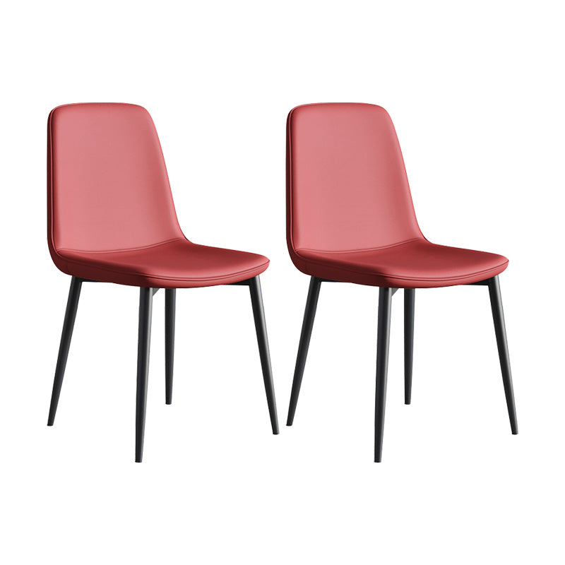 Metal Modern Contemporary Kitchen Chair Dining Room Side Parsons Chair Burgundy Set of 2 Clearhalo 'Dining Chairs' 'Dining Tables & Seating' 'dining_chair' 'Furniture' 'furniture_dining_chair' 'Kitchen & Dining Furniture' 4963103