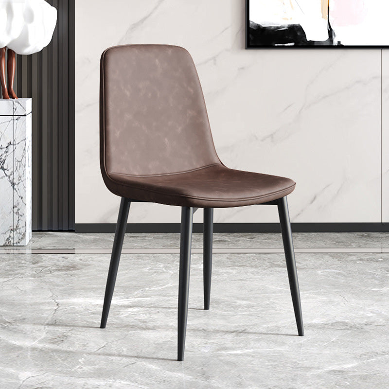 Metal Modern Contemporary Kitchen Chair Dining Room Side Parsons Chair Dark Brown 1 Piece Clearhalo 'Dining Chairs' 'Dining Tables & Seating' 'dining_chair' 'Furniture' 'furniture_dining_chair' 'Kitchen & Dining Furniture' 4963123