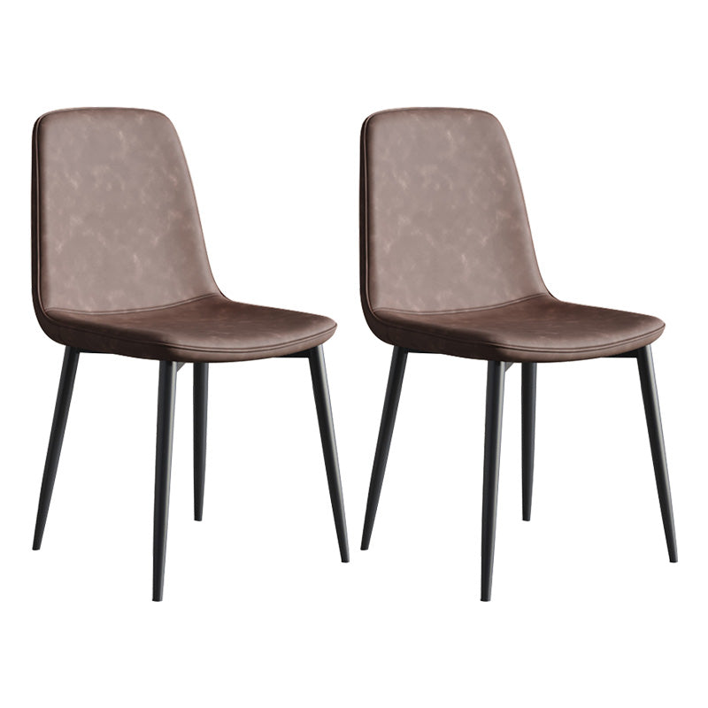 Metal Modern Contemporary Kitchen Chair Dining Room Side Parsons Chair Dark Brown Set of 2 Clearhalo 'Dining Chairs' 'Dining Tables & Seating' 'dining_chair' 'Furniture' 'furniture_dining_chair' 'Kitchen & Dining Furniture' 4963124