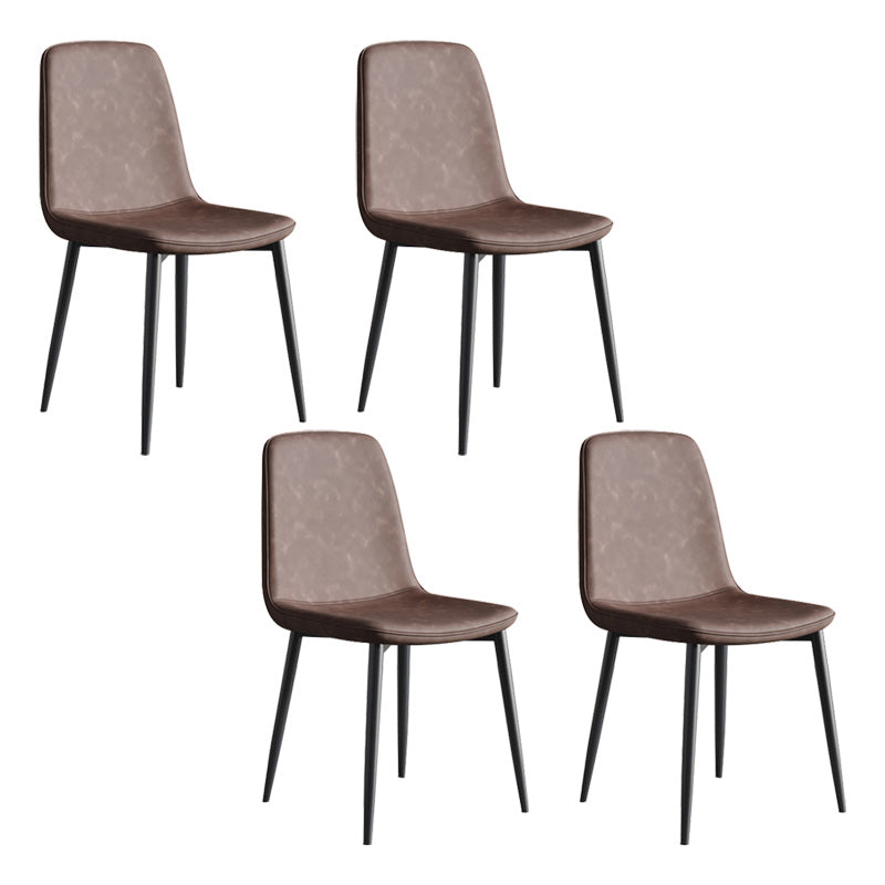 Metal Modern Contemporary Kitchen Chair Dining Room Side Parsons Chair Dark Brown Set of 4 Clearhalo 'Dining Chairs' 'Dining Tables & Seating' 'dining_chair' 'Furniture' 'furniture_dining_chair' 'Kitchen & Dining Furniture' 4963125