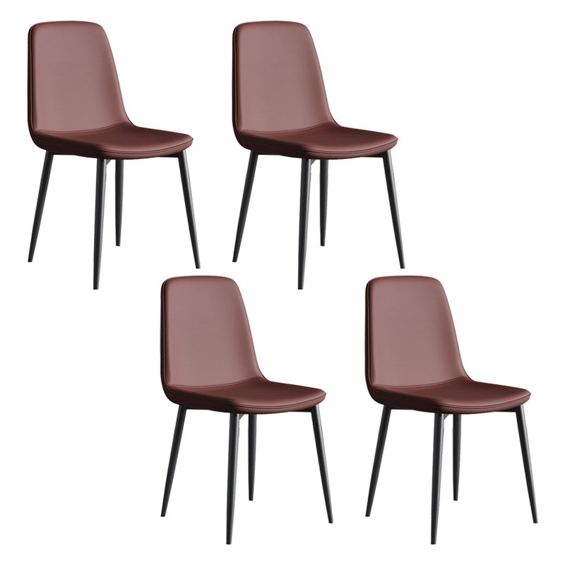 Metal Modern Contemporary Kitchen Chair Dining Room Side Parsons Chair Brown-Khaki Set of 4 Clearhalo 'Dining Chairs' 'Dining Tables & Seating' 'dining_chair' 'Furniture' 'furniture_dining_chair' 'Kitchen & Dining Furniture' 4963128